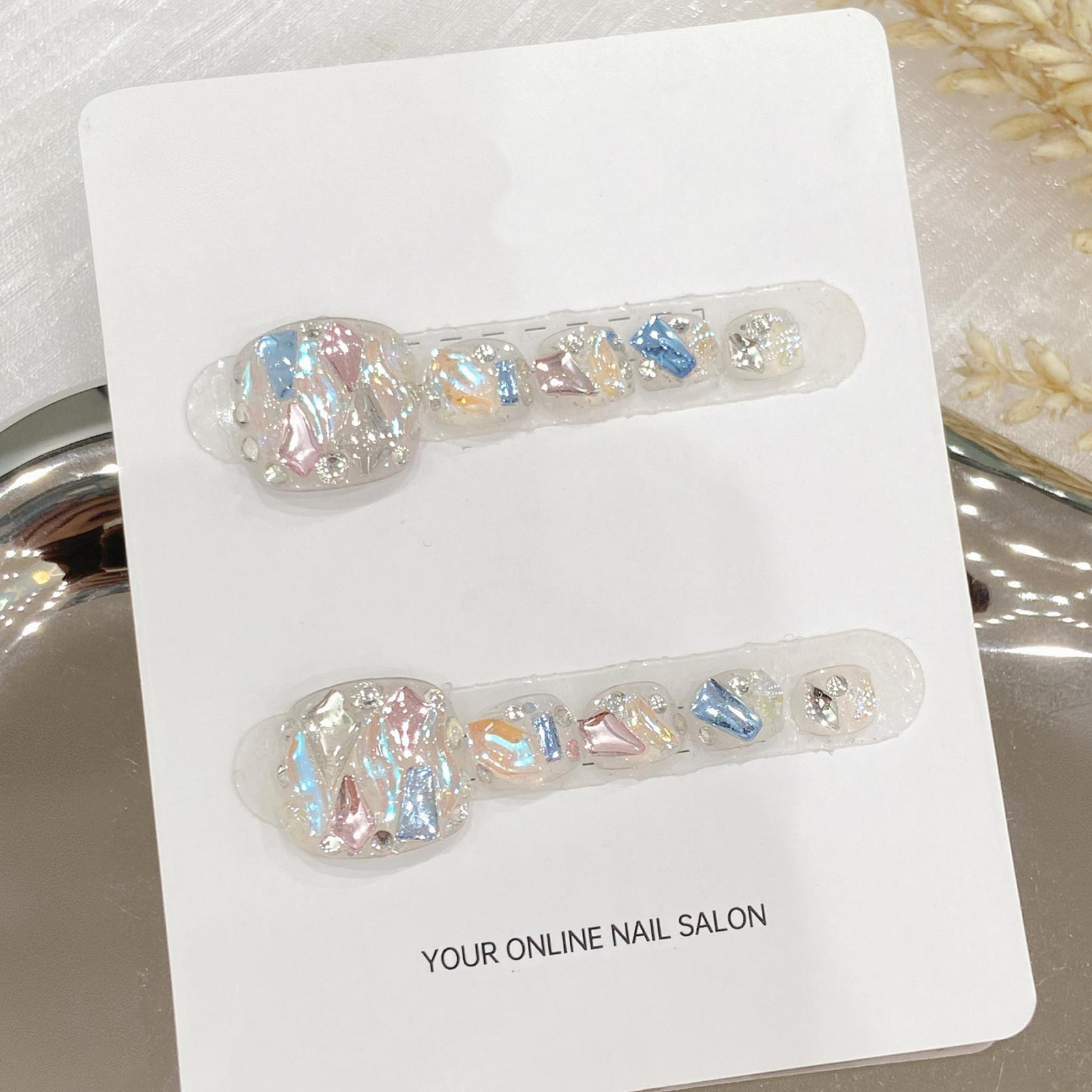 Resin Art Glitter - Handmade Press On Nails Transparent Sequins