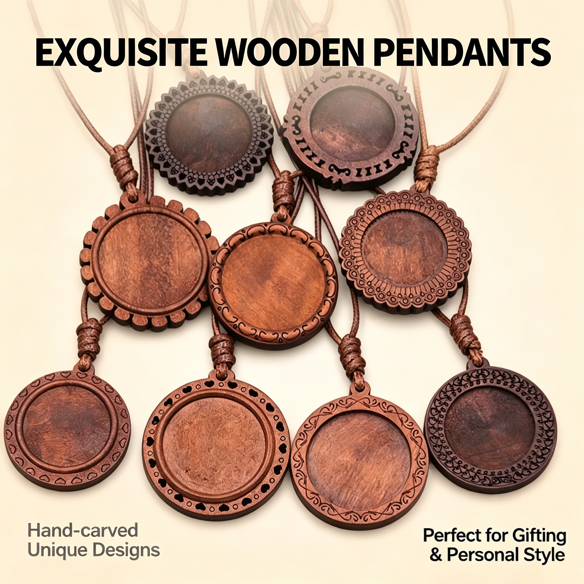 Resin Art Wooden Tray - Wooden Pendant Base for DIY Jewelry,Round