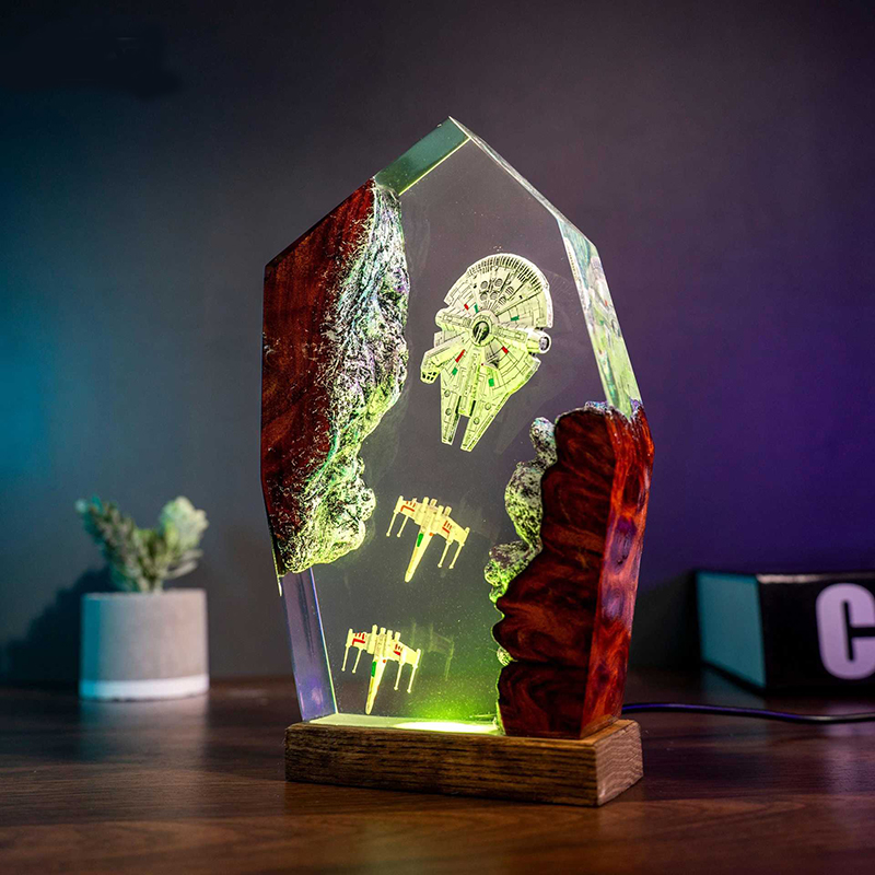 Resin Art And Decor - Table Resin Lamp Universe War Sence