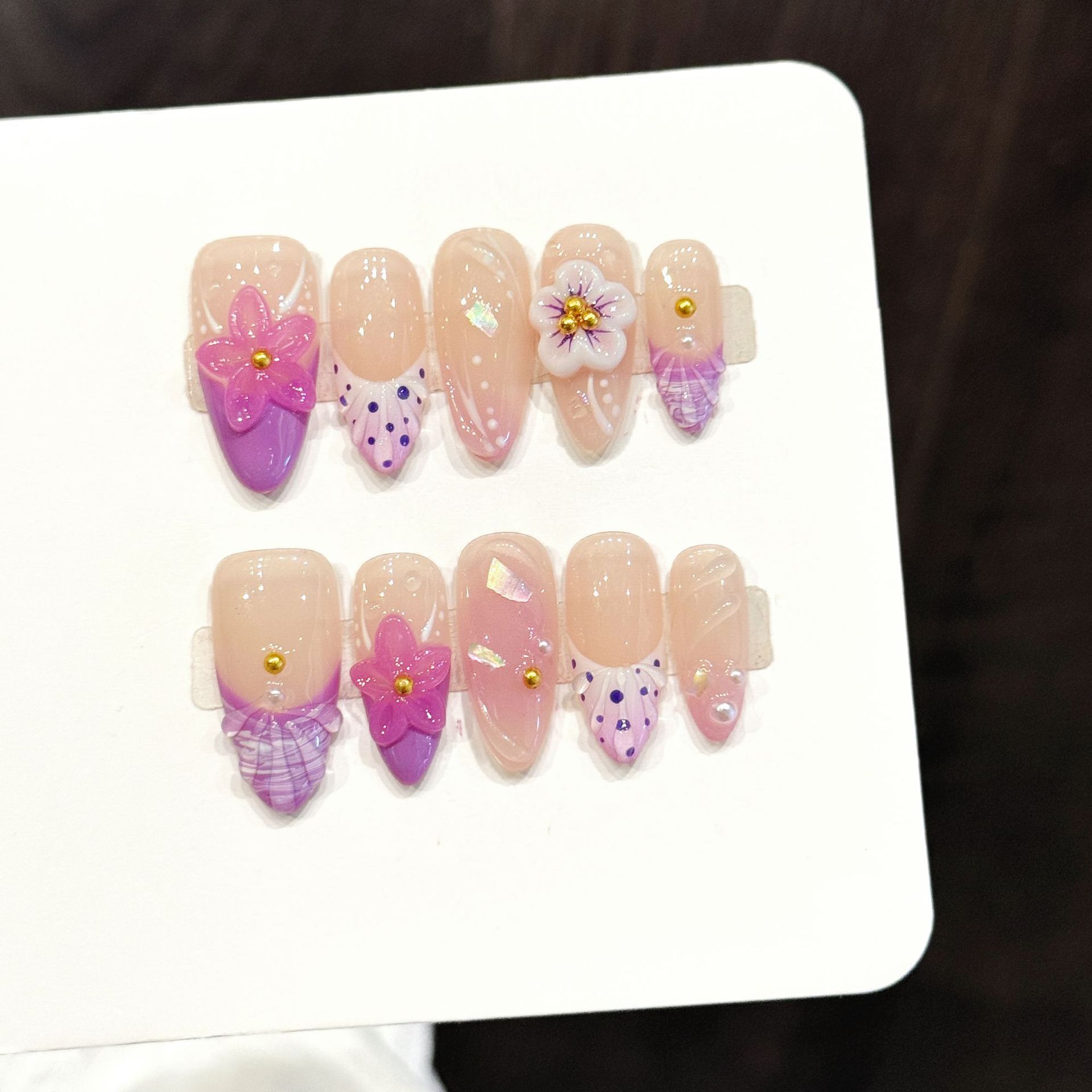 Resin Art Flowers - 10pcs Pure Hand Pressed Almond Nail