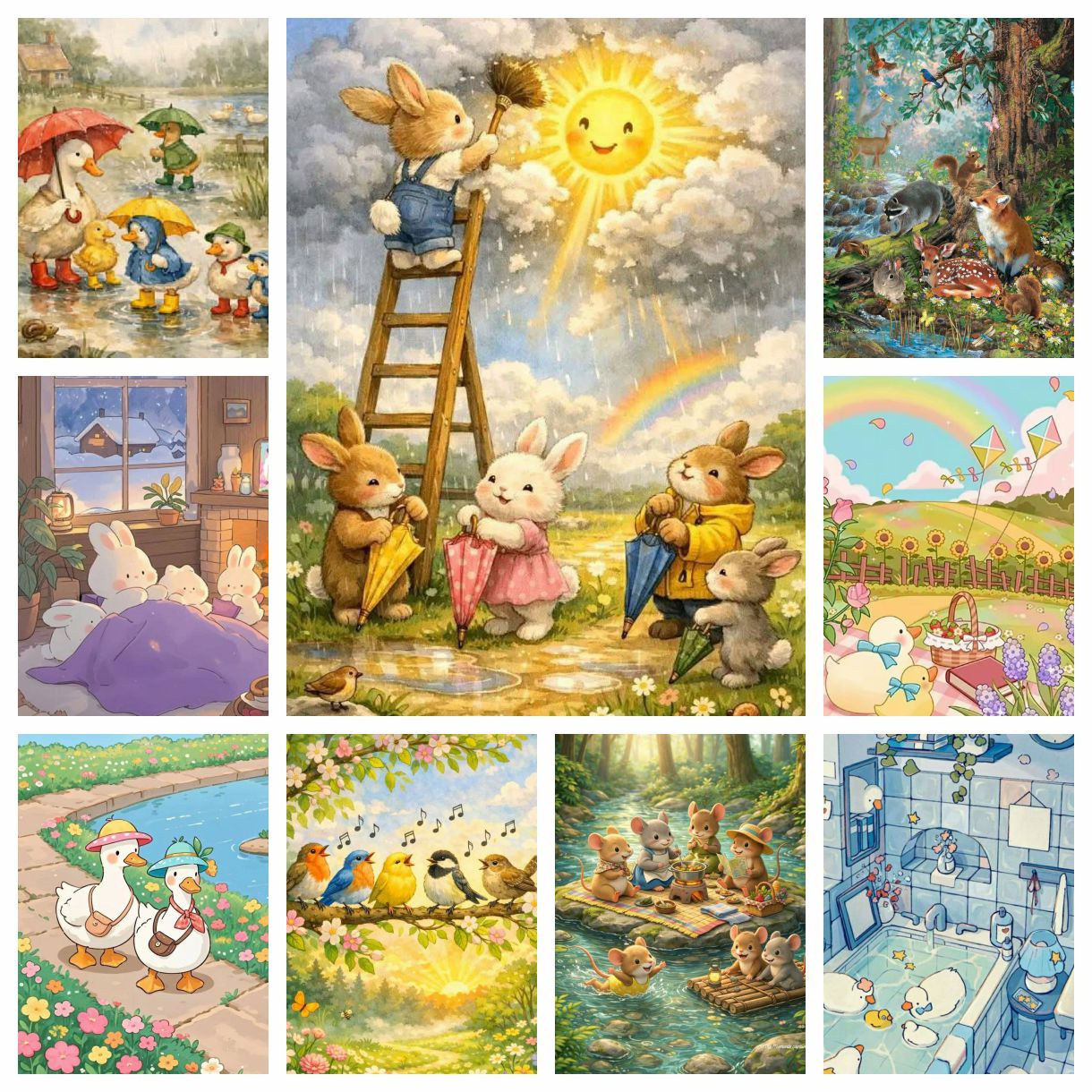 Resin Art Canvas - 1PC frameless Children's Cartoon Various Cute