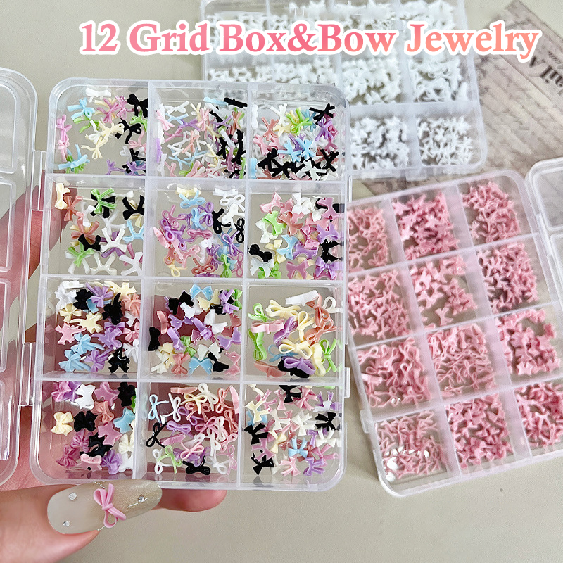 Resin Art And Decor - 12 Grids Colorful Bowknot Set Resin