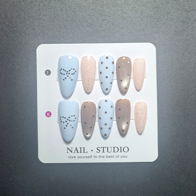 Resin Art Glitter - 10Pcs Light Blue Press on Nails