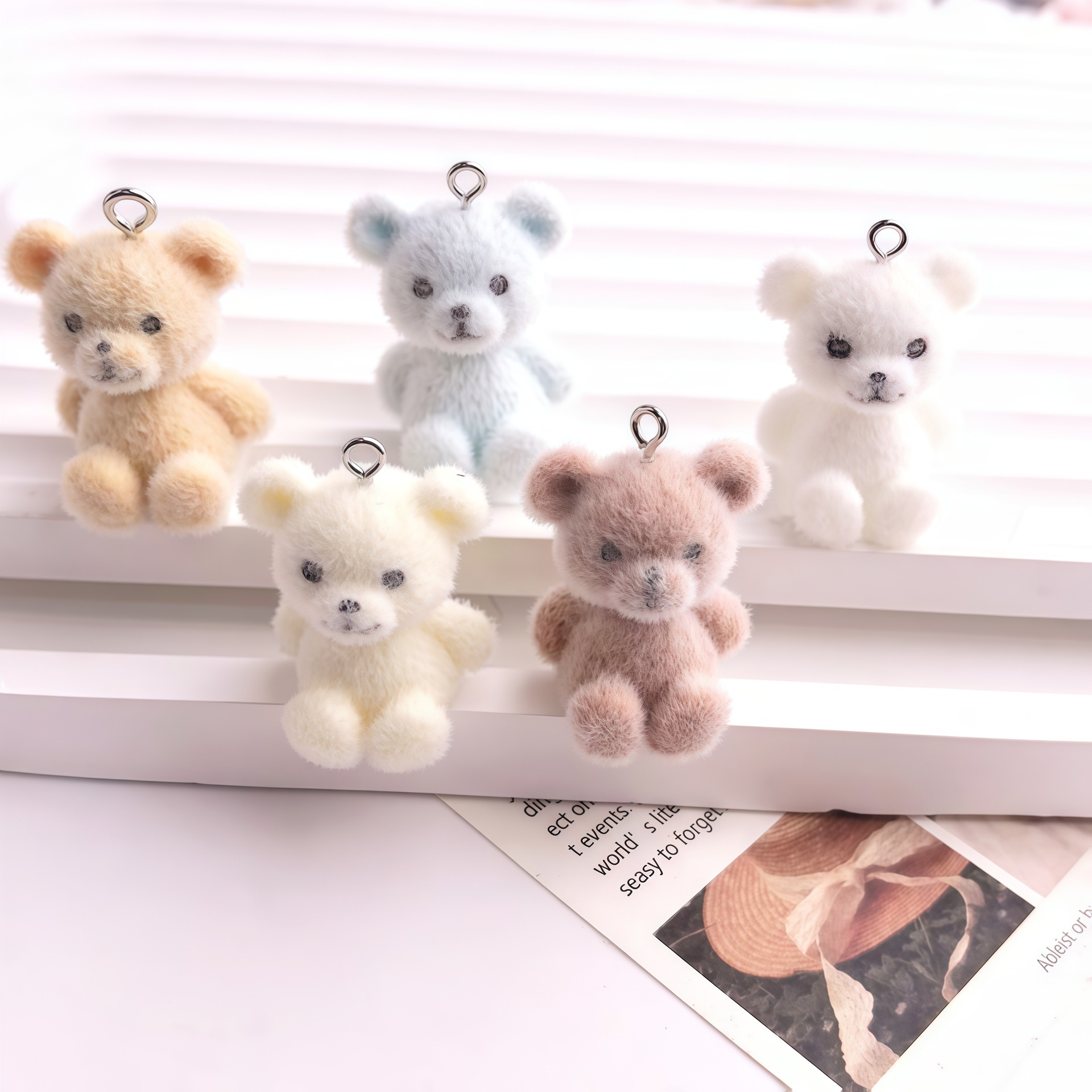 5pcs 3D Flocked Bear Resin Cha - Resin Art Accessories reseña y precio