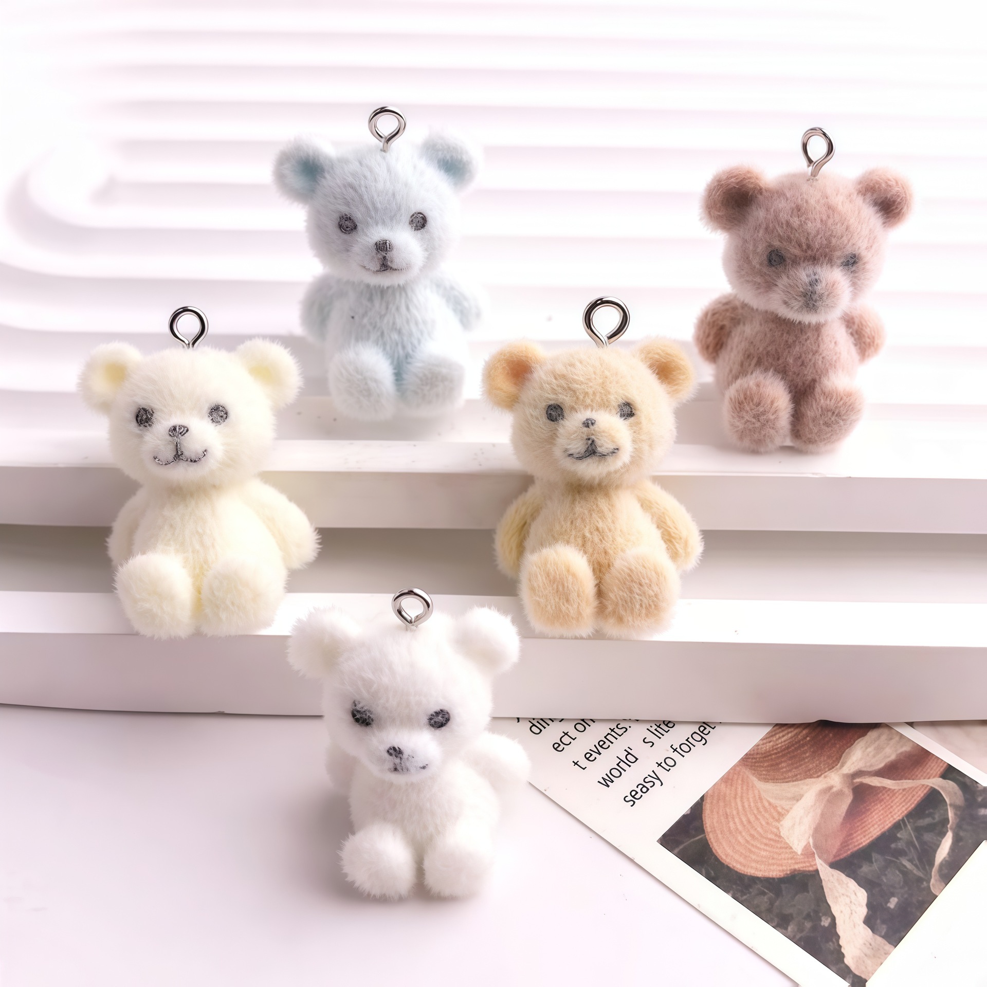 5pcs 3D Flocked Bear Resin Cha - Resin Art Accessories reseña y precio