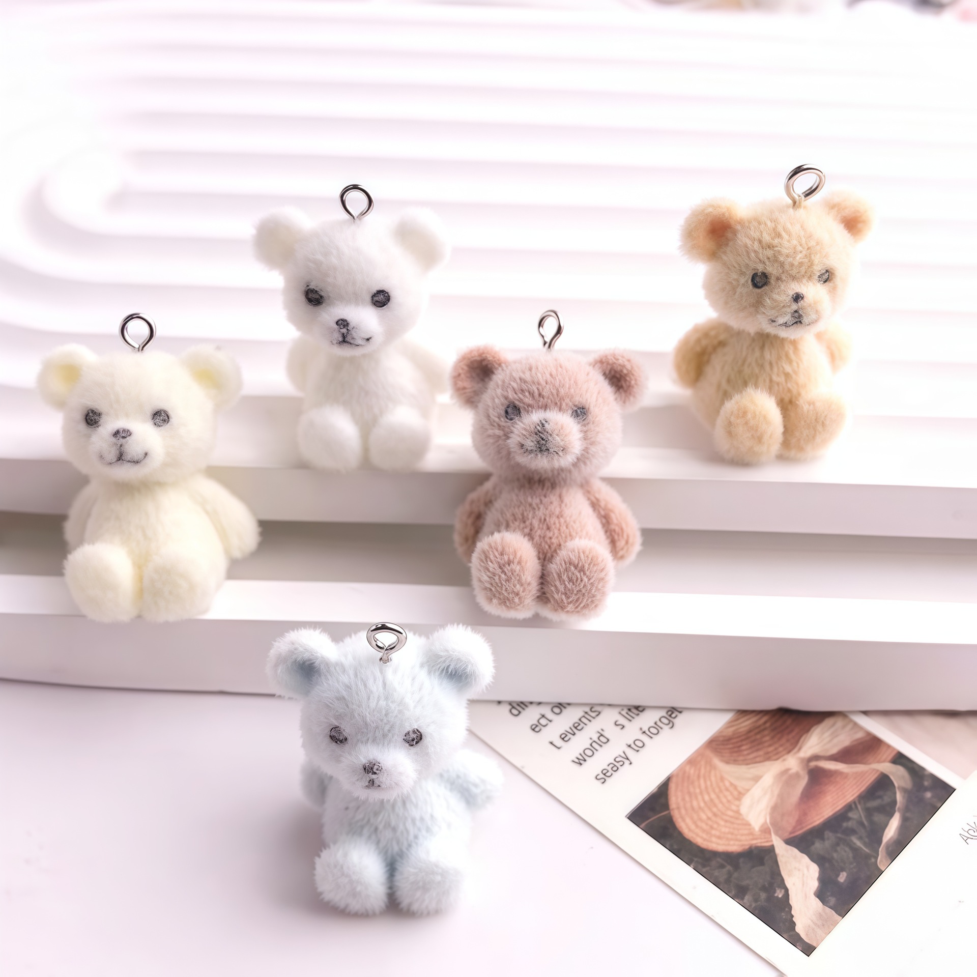 5pcs 3D Flocked Bear Resin Cha - Resin Art Accessories reseña y precio