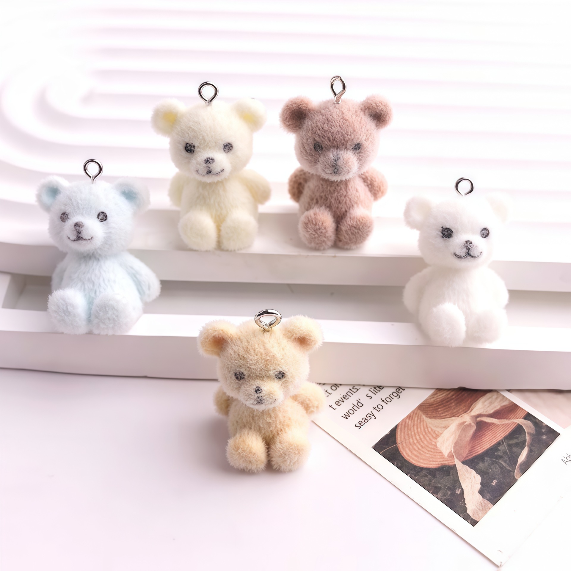 5pcs 3D Flocked Bear Resin Cha - Resin Art Accessories reseña y precio