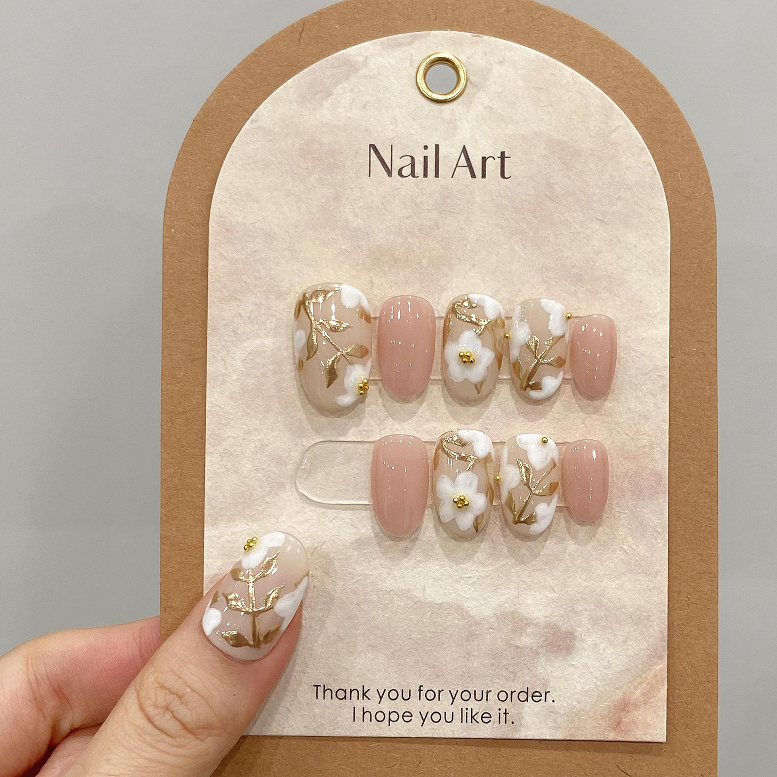 Handmade Press on Nails with W - Resin Art Flowers reseña y precio