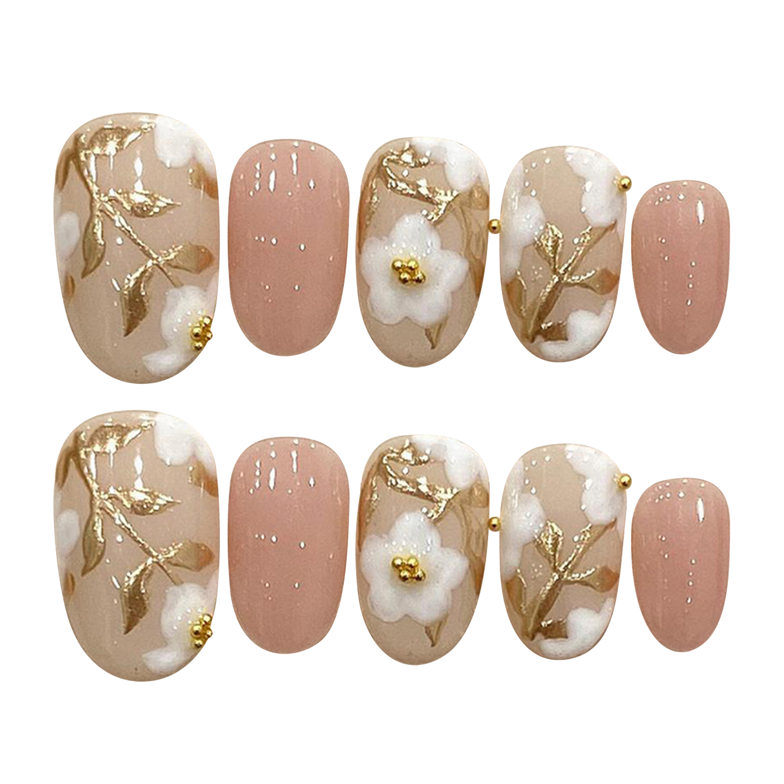 Handmade Press on Nails with W - Resin Art Flowers reseña y precio