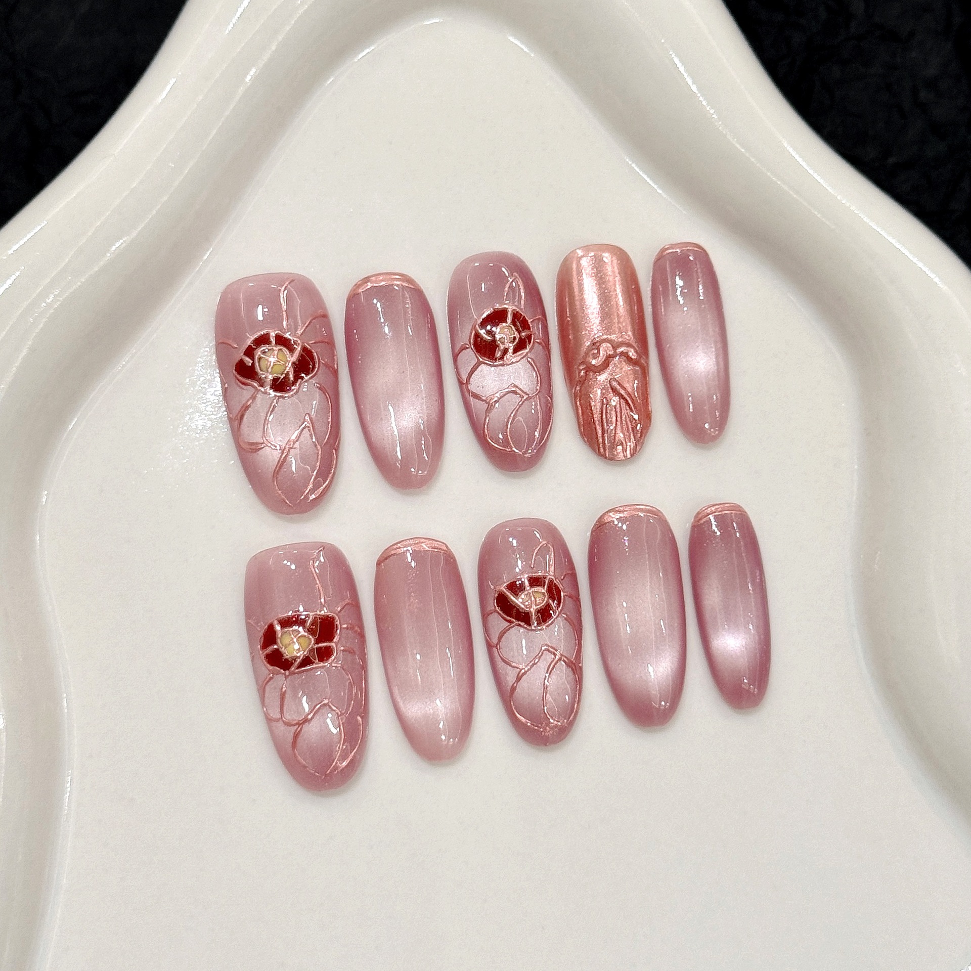 10pcs Handmade Press On Nails  - Resin Art Flowers reseña y precio