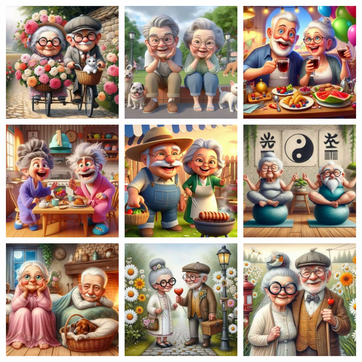 Cartoon Happy Old Couple 5D Fu - Resin Art Canvas reseña y precio