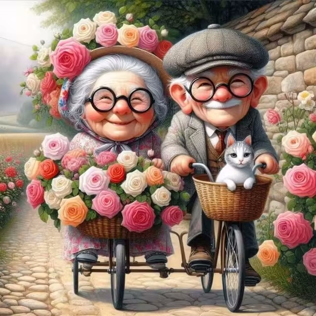 Cartoon Happy Old Couple 5D Fu - Resin Art Canvas reseña y precio