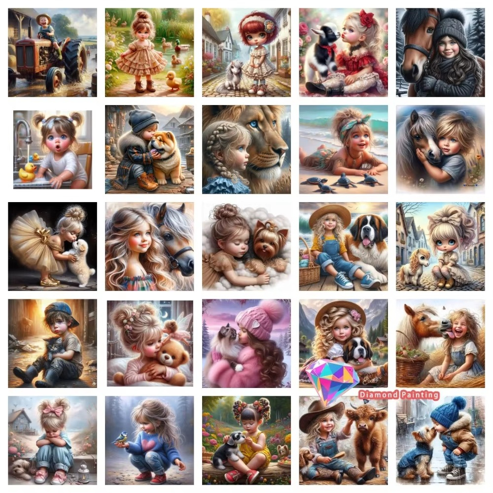 1PC frameless Boys Girls Pet F - Resin Art Canvas reseña y precio