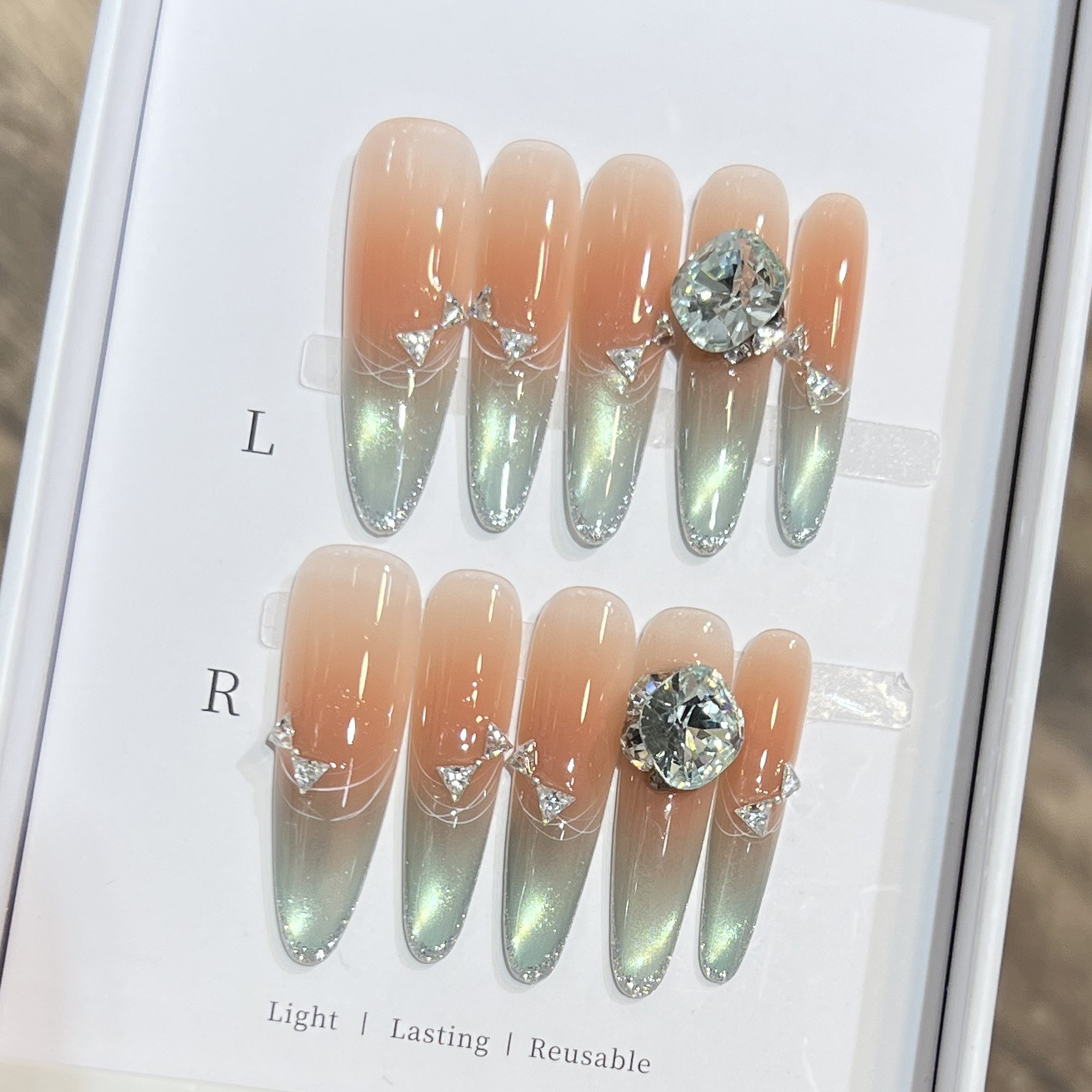 10pcs Long Almond Fake Nails T - Resin Art Flowers reseña y precio