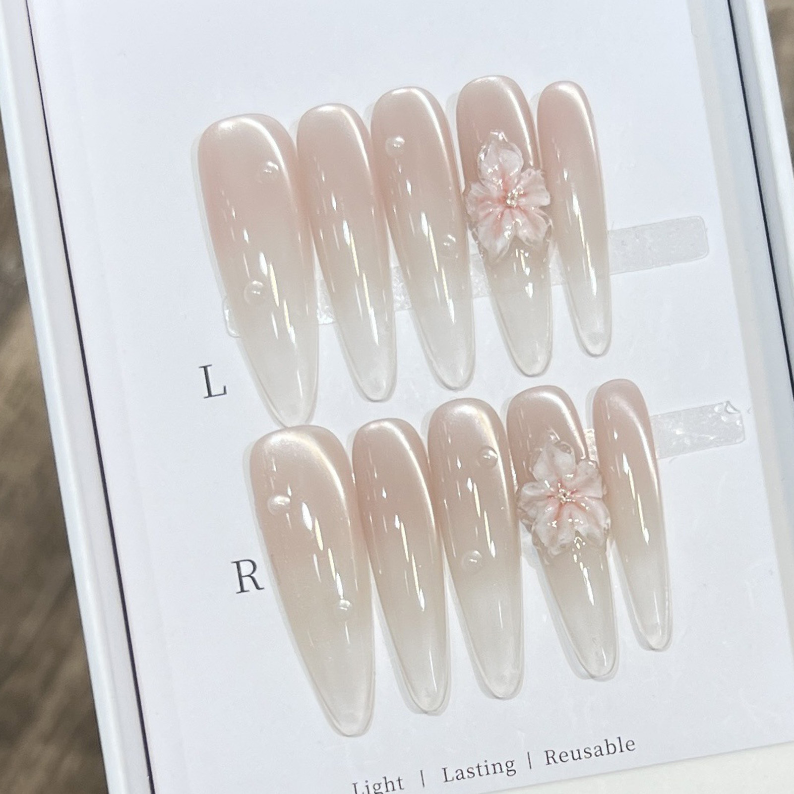 10pcs Long Almond Fake Nails T - Resin Art Flowers reseña y precio