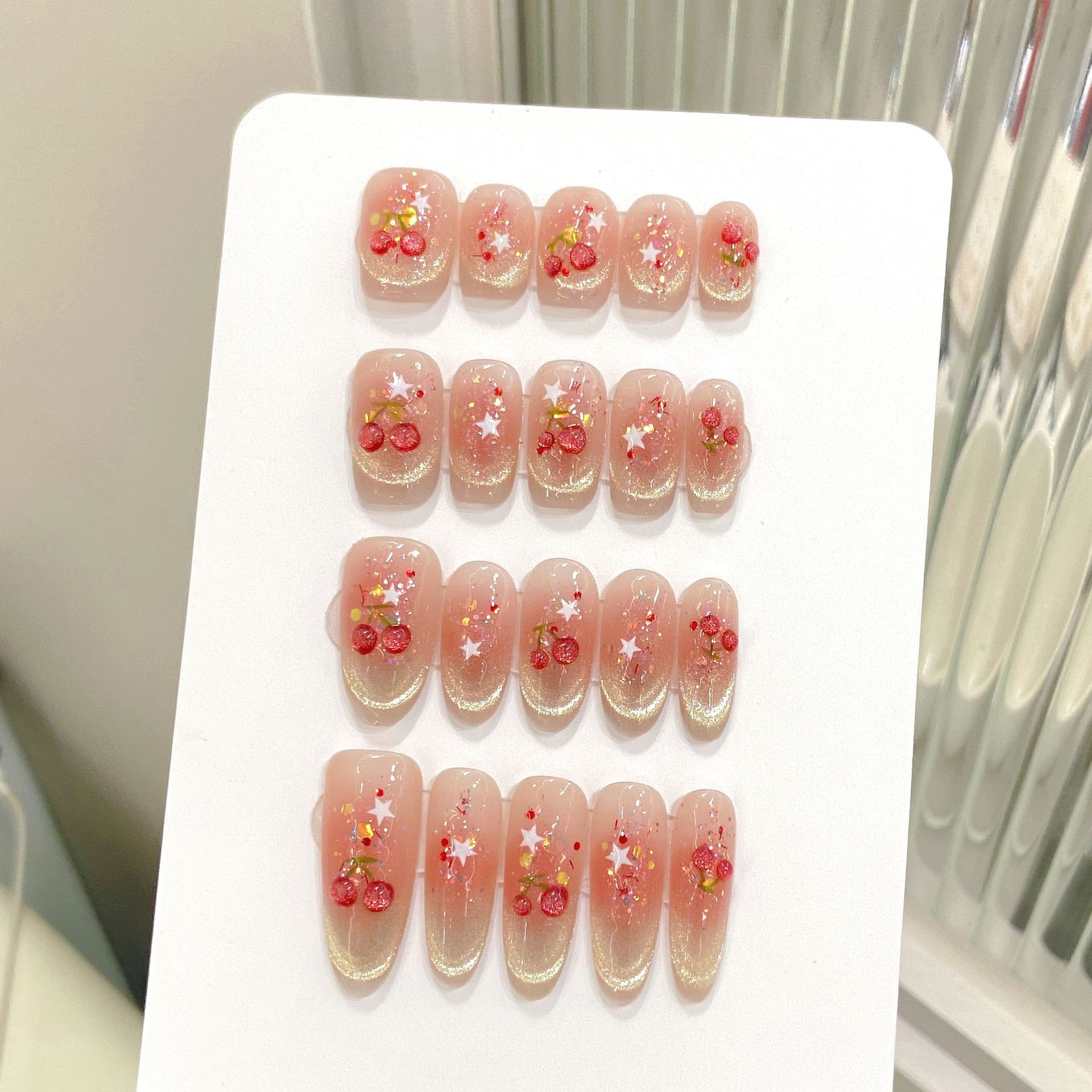 10pcs Sweet Cherry Press On Na - Resin Art Glitter reseña y precio