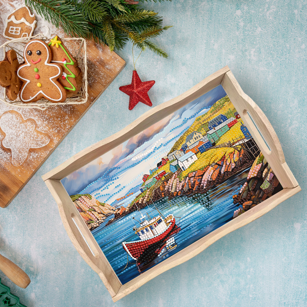 Diamond Painting Wooden Tray w - Resin Art Wooden Tray reseña y precio
