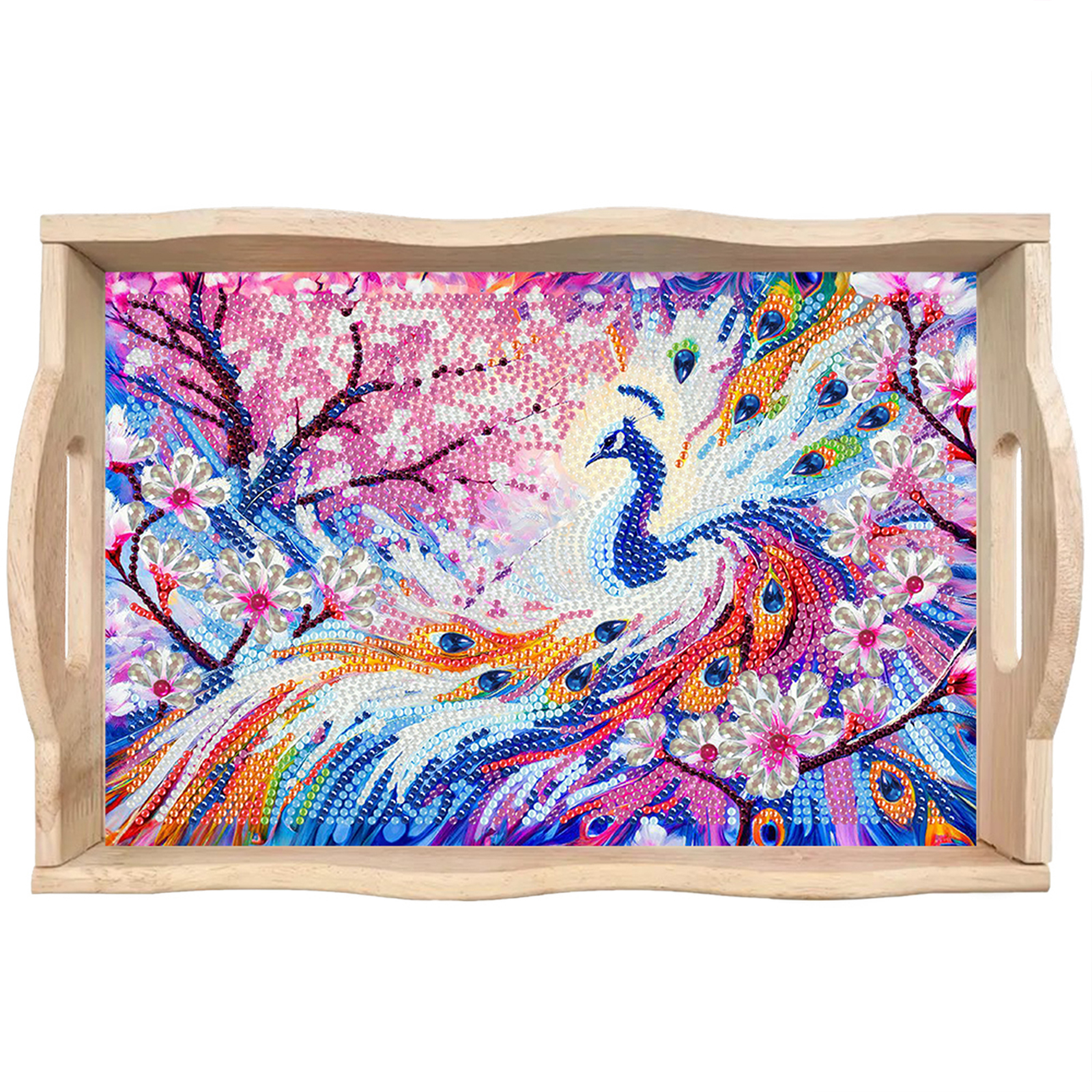 Wooden Peach Blossom Peacock 5 - Resin Art Wooden Tray reseña y precio