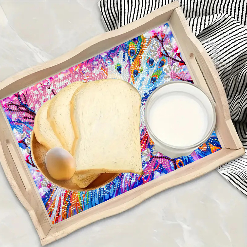 Wooden Peach Blossom Peacock 5 - Resin Art Wooden Tray reseña y precio