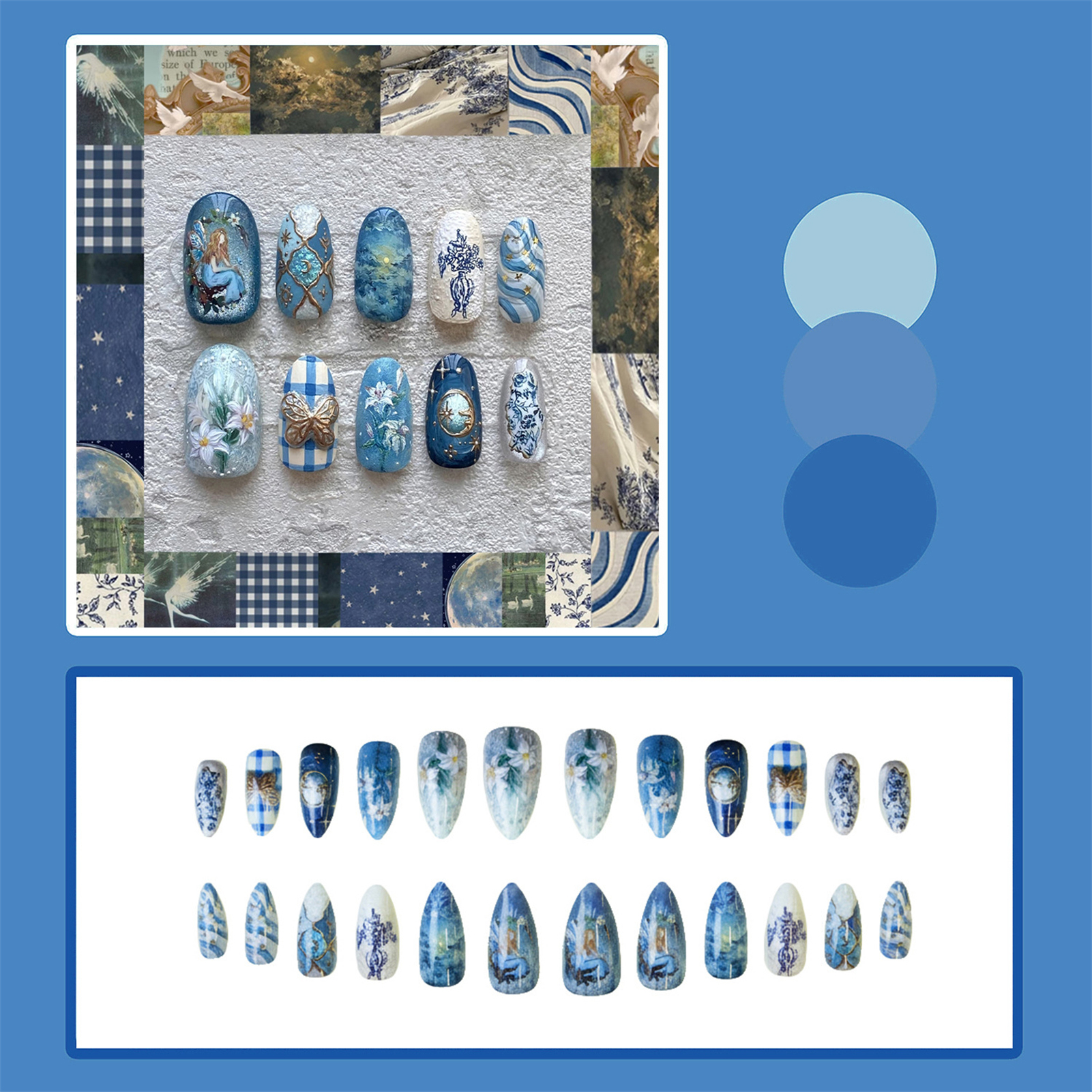 24pcs Vintage Garden Fake Nail - Resin Art Flowers reseña y precio