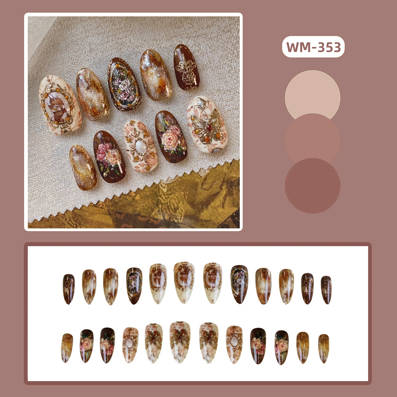 24pcs Vintage Garden Fake Nail - Resin Art Flowers reseña y precio