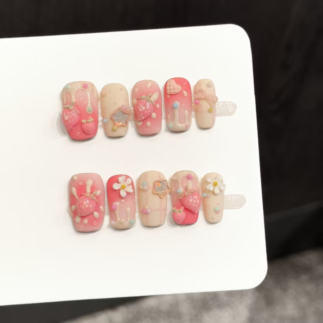 10PCS Square Handmade Press On - Resin Art Flowers reseña y precio