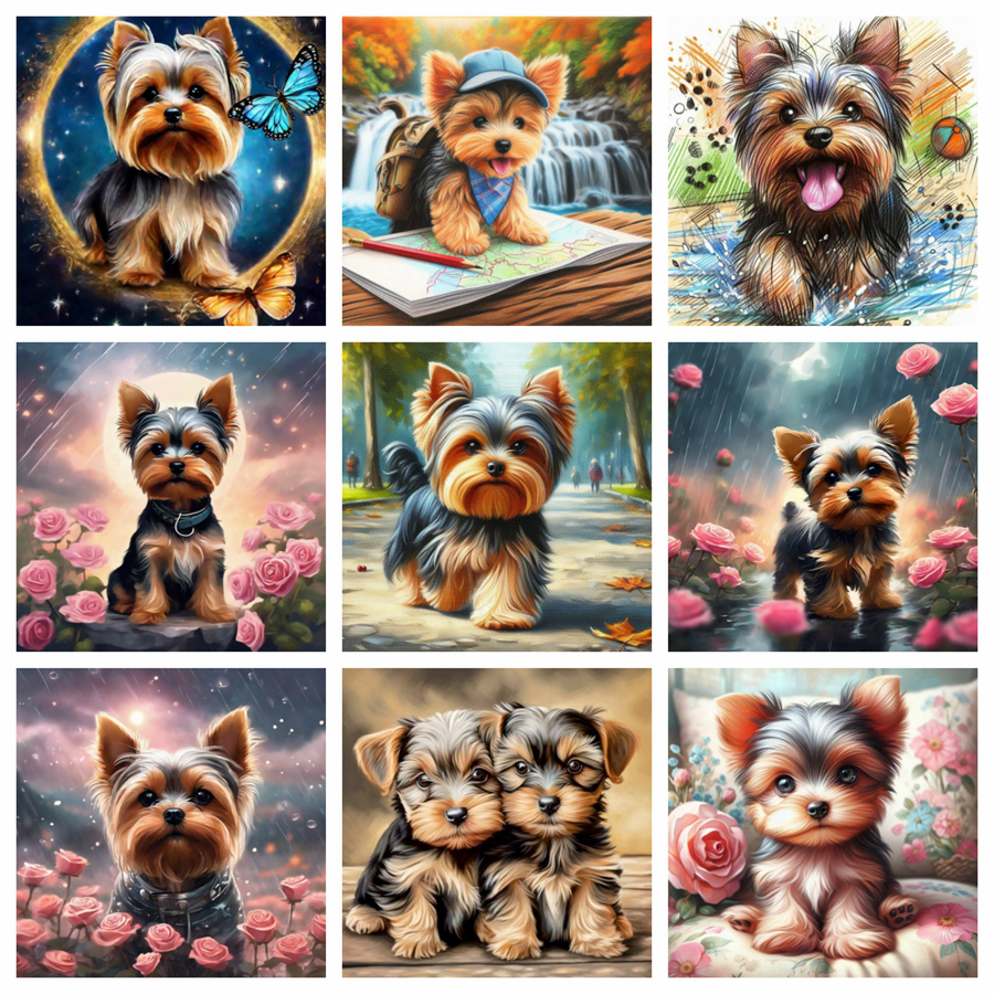 Yorkshire Terrier Dog 5D DIY D - Resin Art Canvas reseña y precio