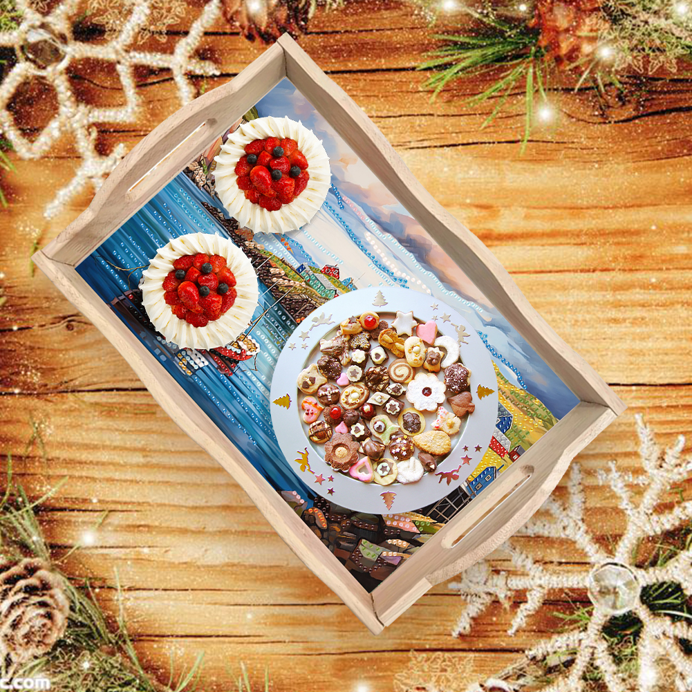 Diamond Painting Dining Plate  - Resin Art Wooden Tray reseña y precio