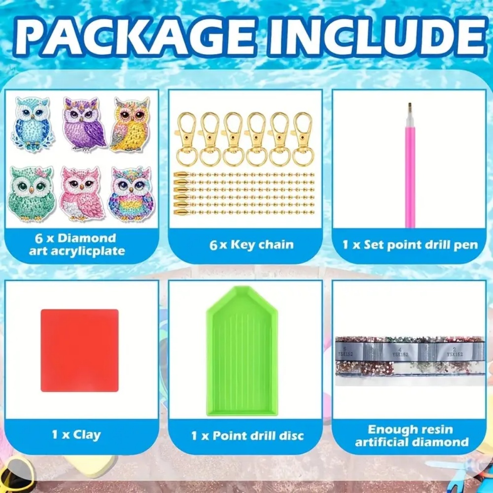 6-piece/set DIY Diamond Keycha - Resin Art Canvas reseña y precio