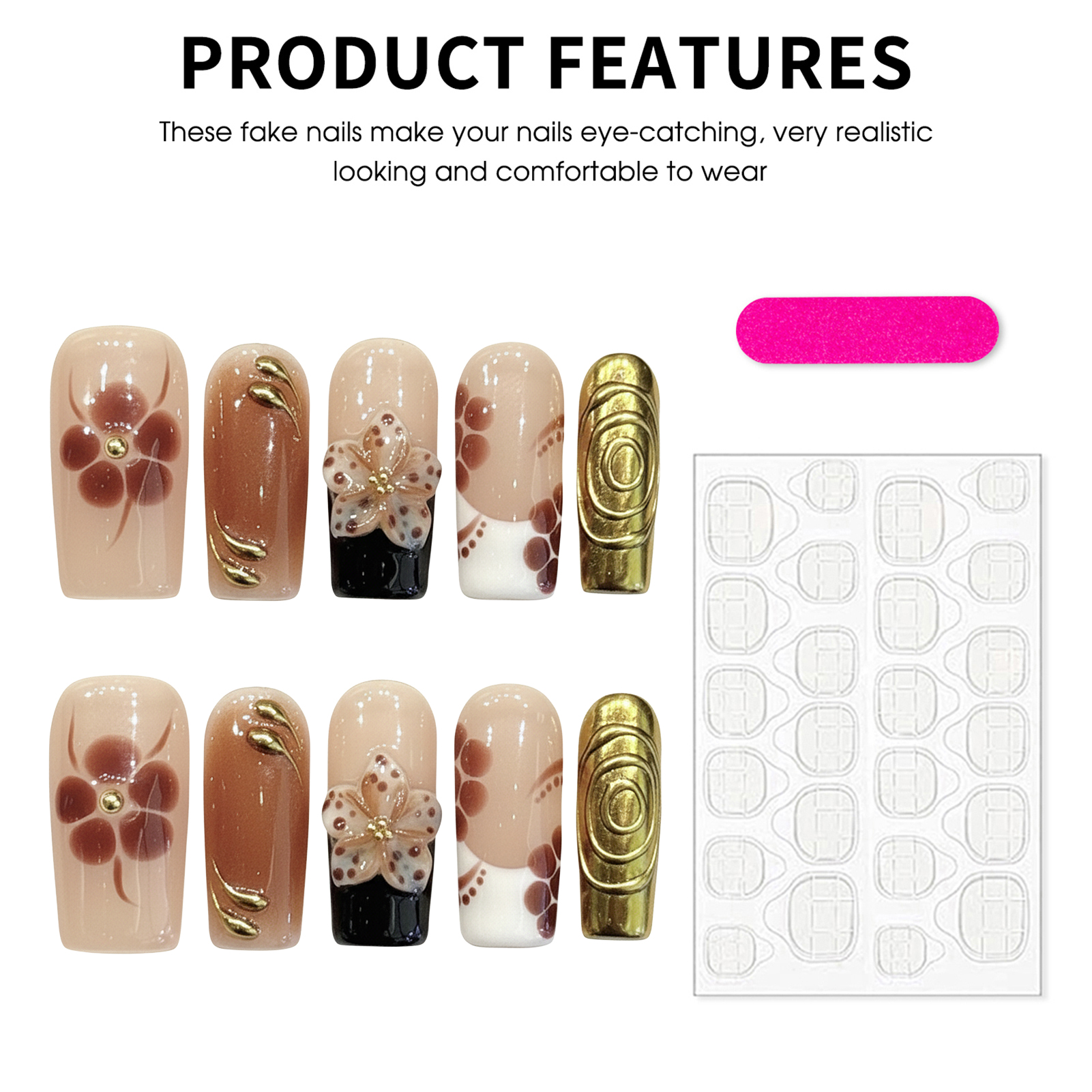 10pcs Brown 3D Carving Flower  - Resin Art Flowers reseña y precio