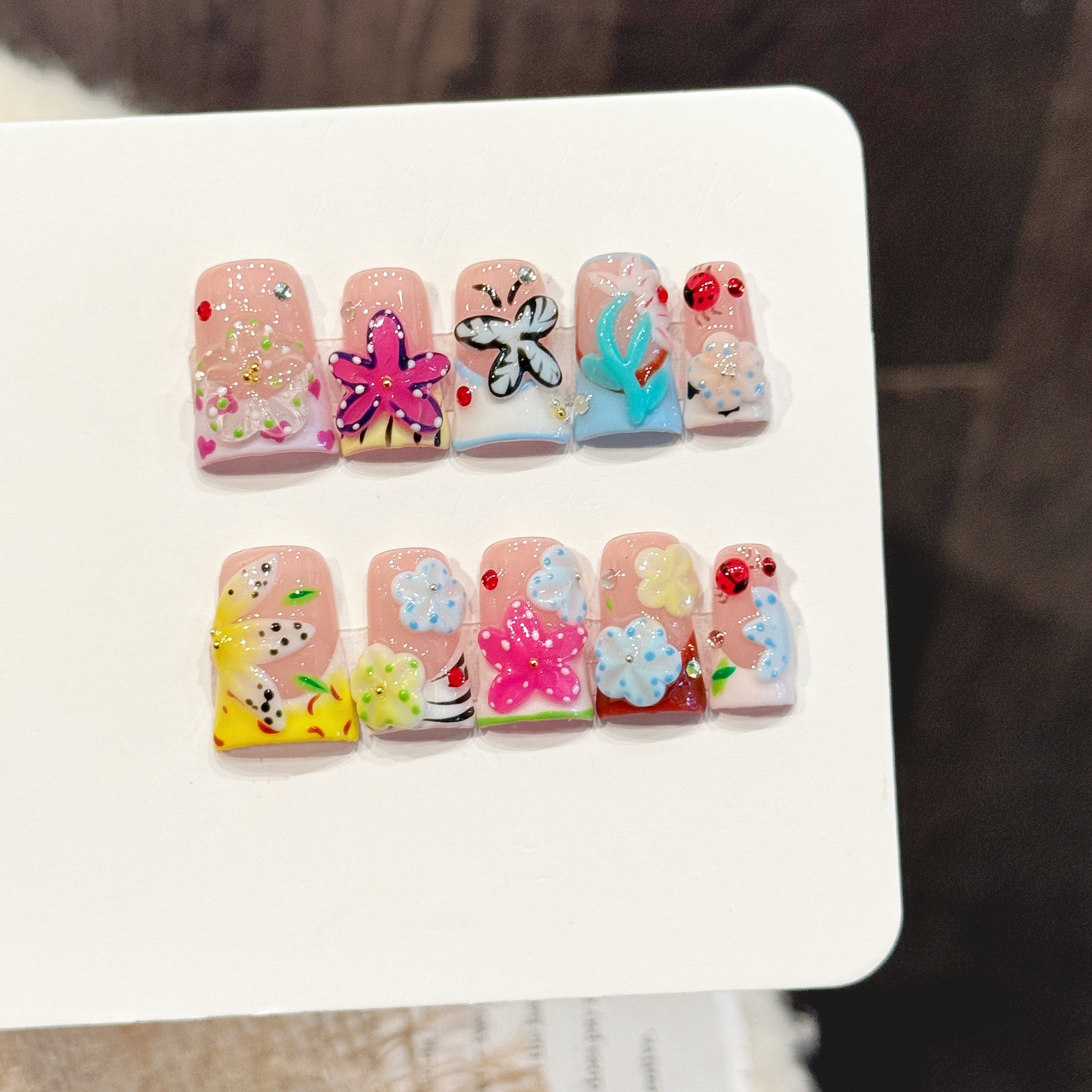 10PCS Duck Handmade Press On N - Resin Art Flowers reseña y precio