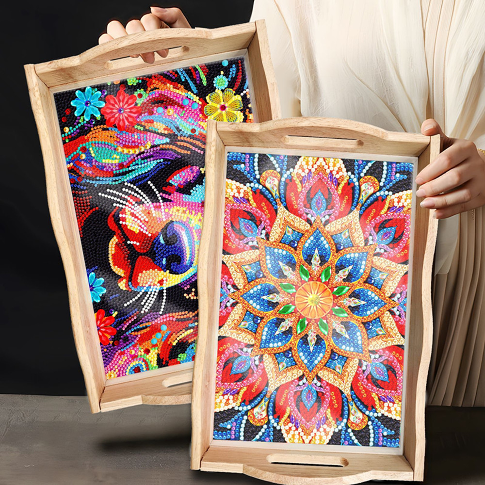 5D DIY Diamond Painted Wooden  - Resin Art Wooden Tray reseña y precio