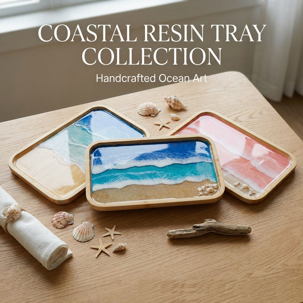 Epoxy Resin Ocean Art Decorati - Resin Art Wooden Tray reseña y precio