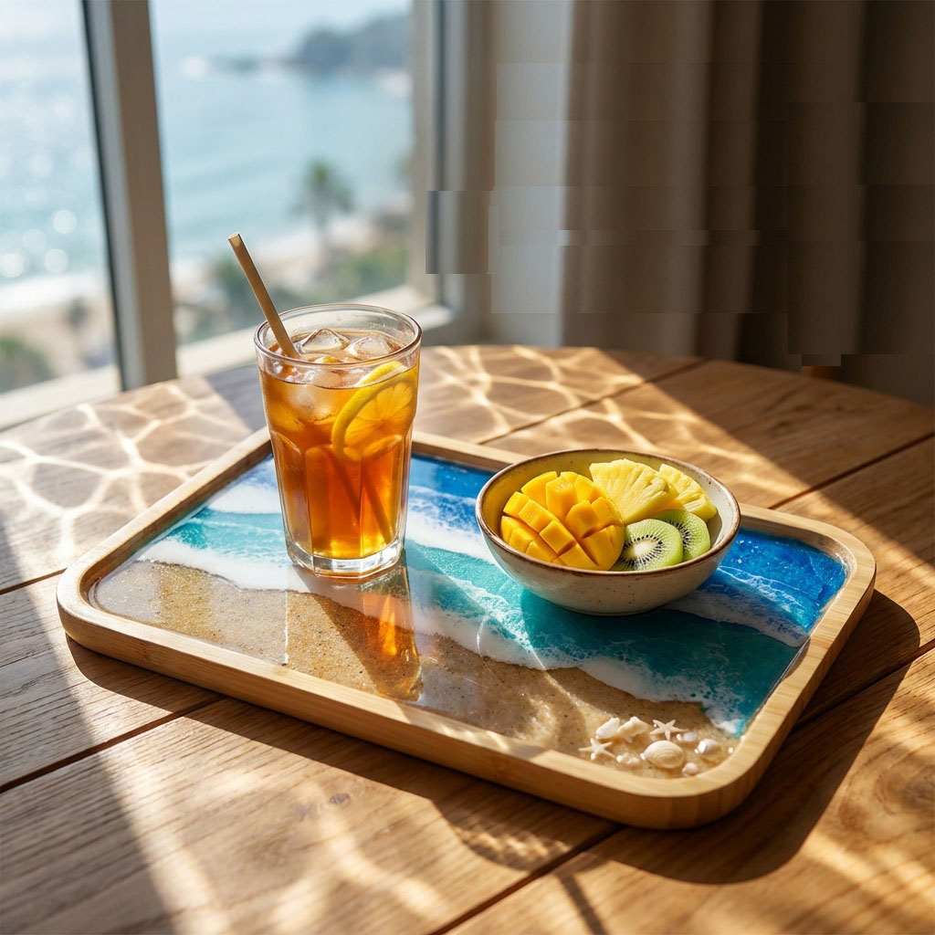 Epoxy Resin Ocean Art Decorati - Resin Art Wooden Tray reseña y precio