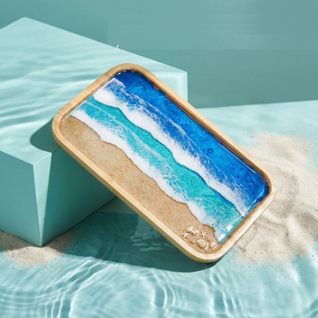 Epoxy Resin Ocean Art Decorati - Resin Art Wooden Tray reseña y precio