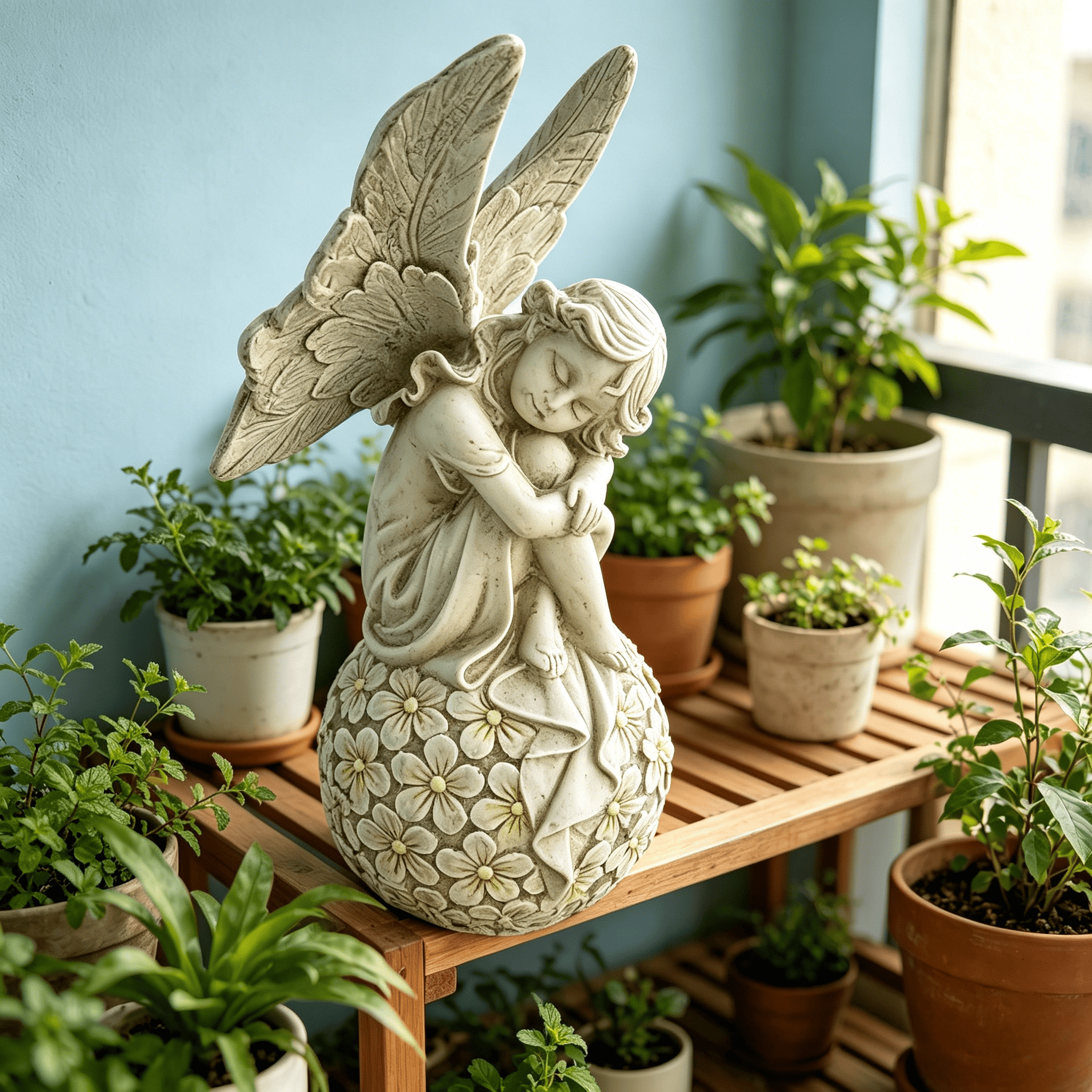 13.2-inch Garden Fairy Statue, - Resin Art Flowers reseña y precio