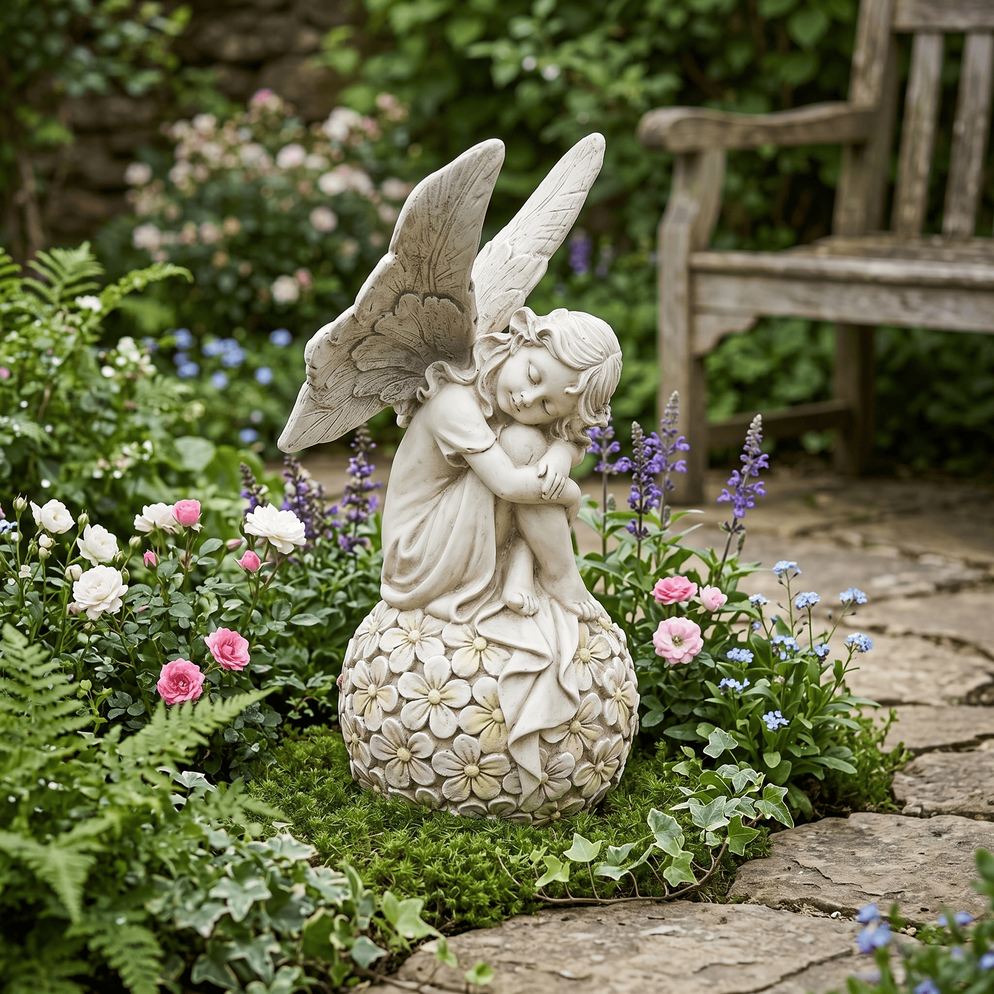 13.2-inch Garden Fairy Statue, - Resin Art Flowers reseña y precio