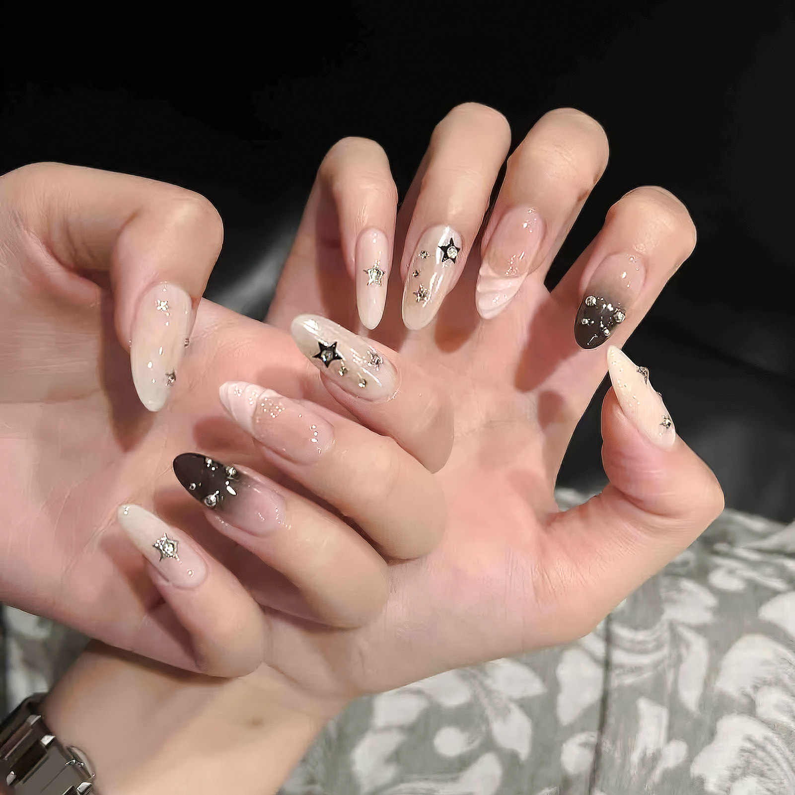 10pcs Almond Fake Nails Star G - Resin Art Glitter reseña y precio