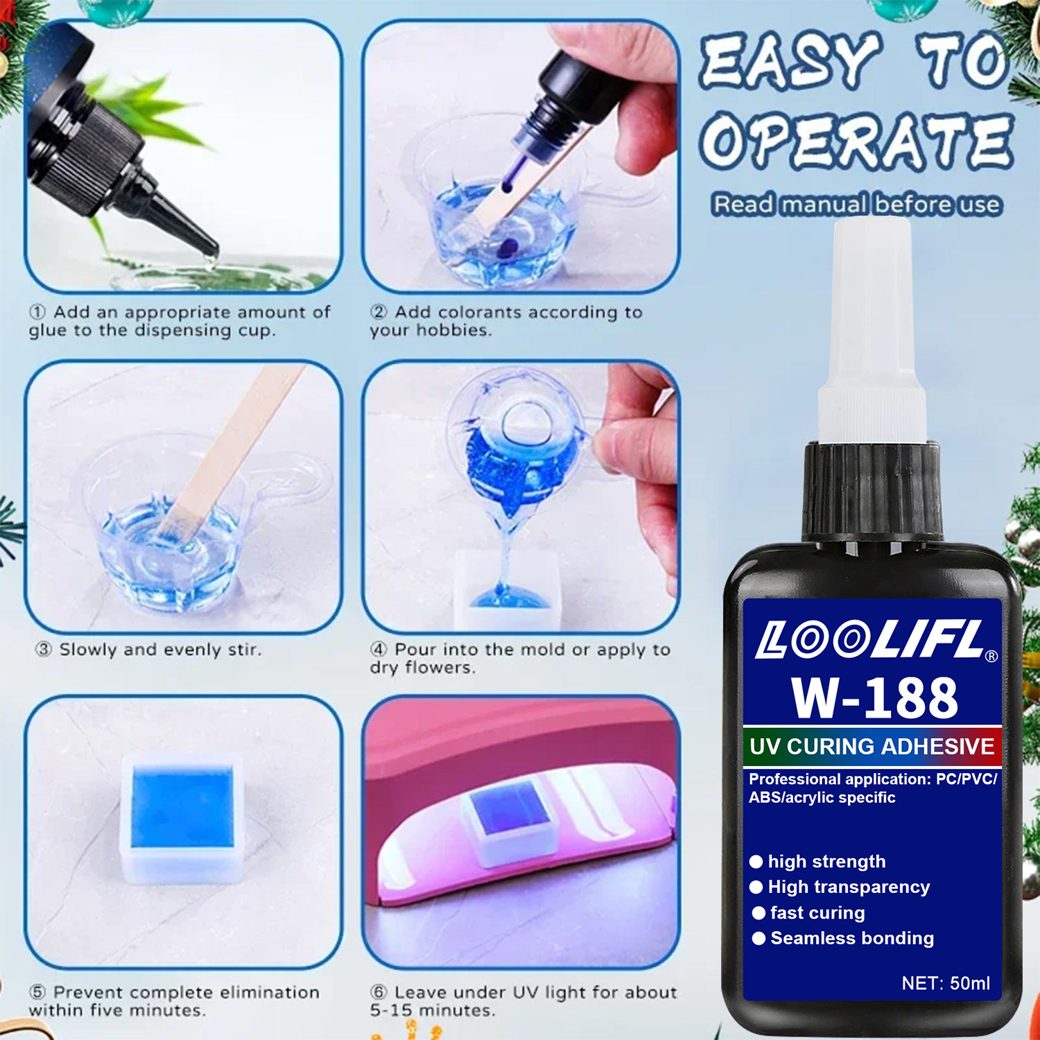 LOOLIFL 188 Strong 50ml UV res - Resin Art Uv Light reseña y precio