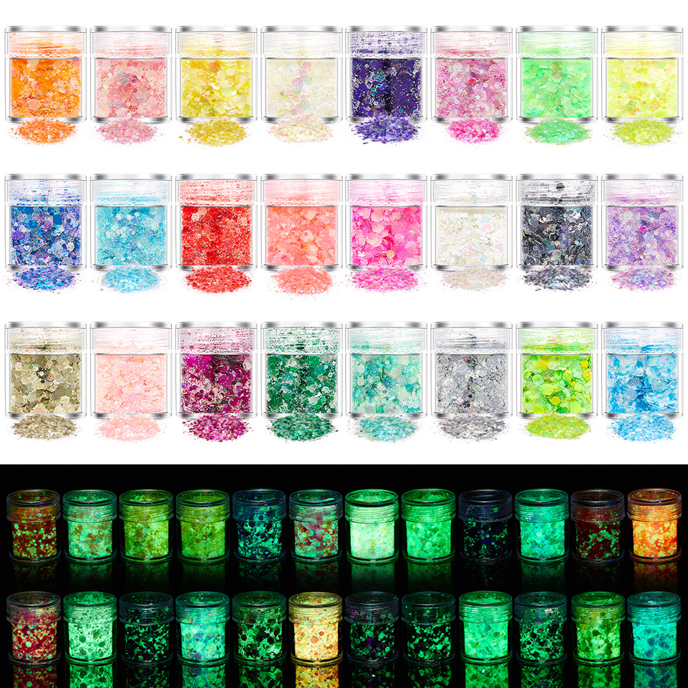 24 Colors Luminous Sequins Glo - Resin Art Uv Light reseña y precio