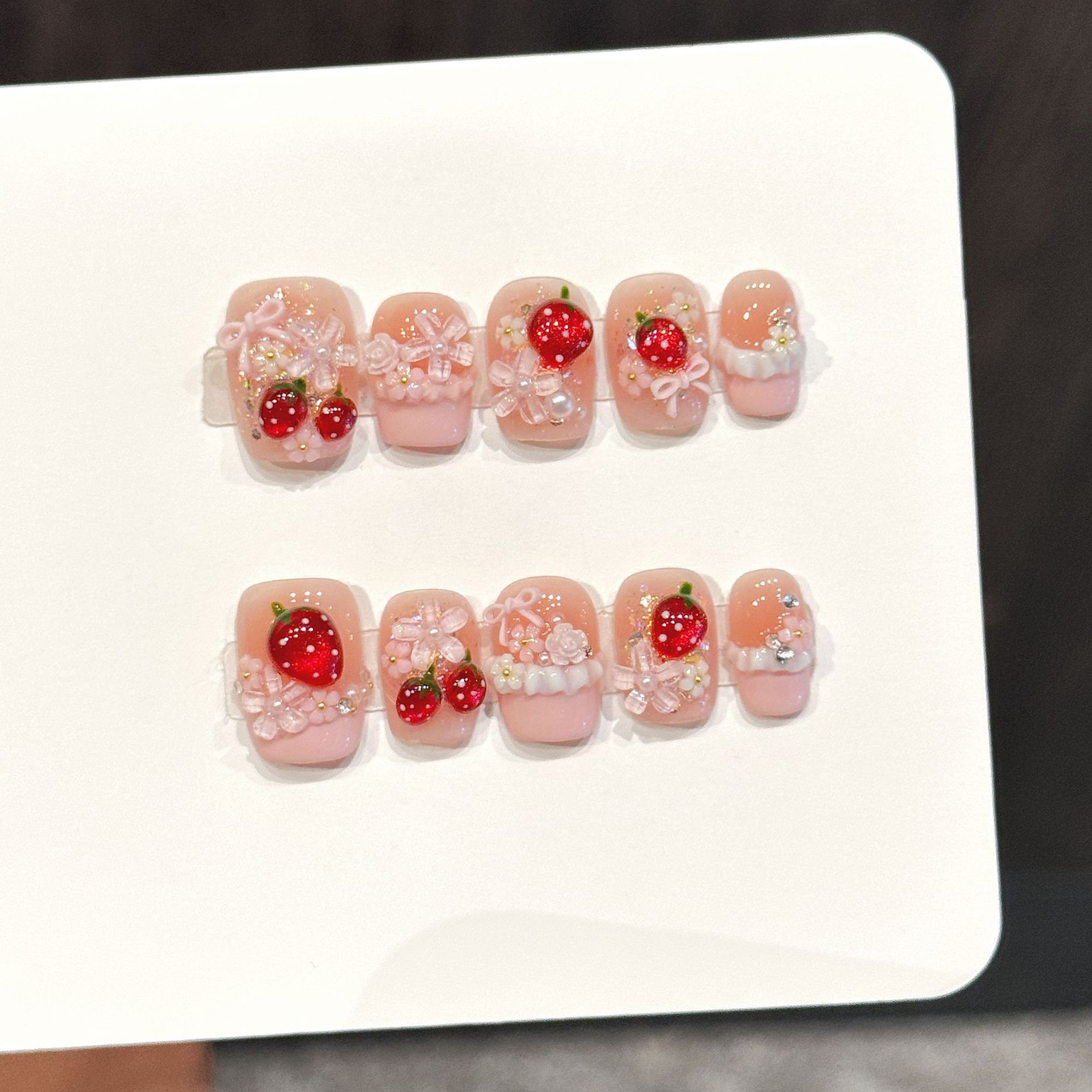 10pcs Cute Red Strawberry Pres - Resin Art Flowers reseña y precio