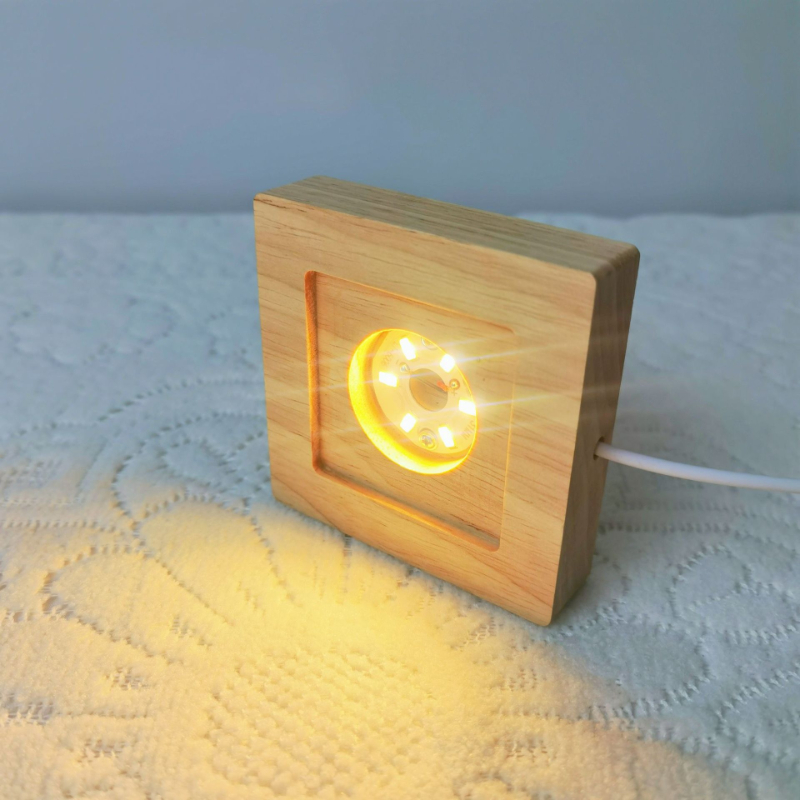 Square LED Lights Display Base - Resin Art Wooden Tray reseña y precio
