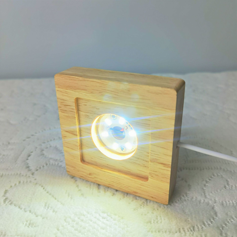 Square LED Lights Display Base - Resin Art Wooden Tray reseña y precio