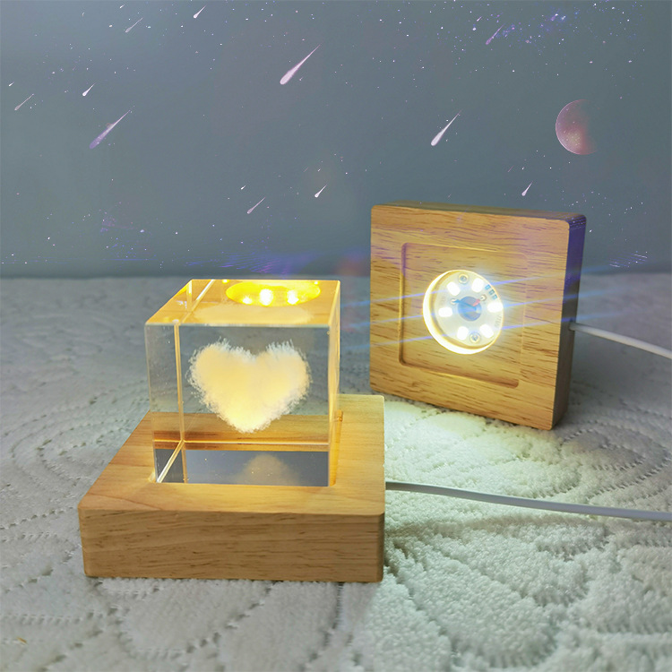 Square LED Lights Display Base - Resin Art Wooden Tray reseña y precio
